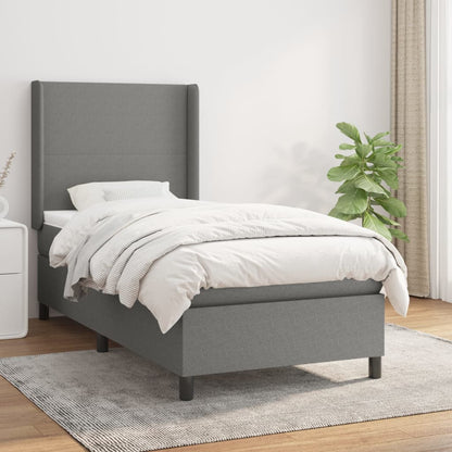 Giroletto a Molle con Materasso Grigio Scuro 80x200 cm Tessuto
