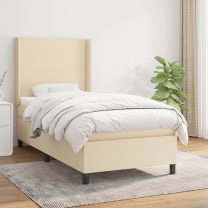 Giroletto a Molle con Materasso Crema 90x190 cm in Tessuto