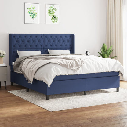 Giroletto a Molle con Materasso Blu 160x200 cm in Tessuto