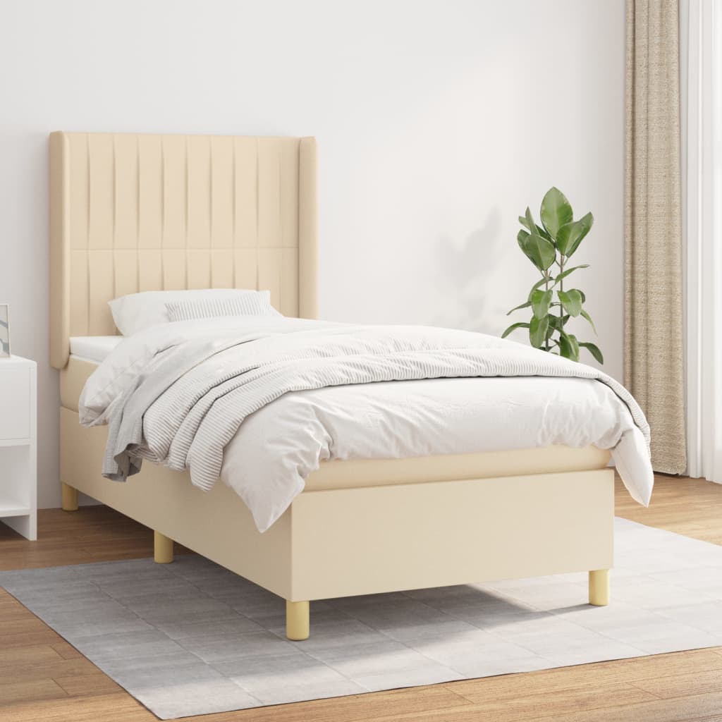 Giroletto a Molle con Materasso Crema 100x200 cm in Tessuto