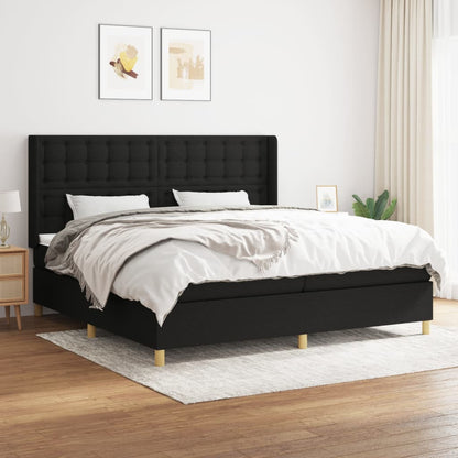 Giroletto a Molle con Materasso Nero 200x200 cm in Tessuto