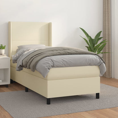Giroletto a Molle con Materasso Crema 90x200 cm in Similpelle