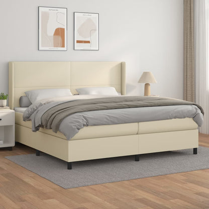 Giroletto a Molle con Materasso Crema 200x200 cm in Similpelle
