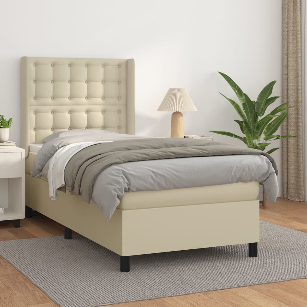 Giroletto a Molle con Materasso Crema 100x200 cm in Similpelle