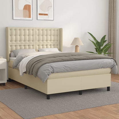Giroletto a Molle con Materasso Crema 140x200 cm in Similpelle