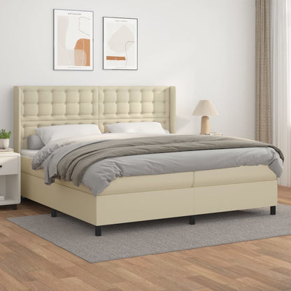 Giroletto a Molle con Materasso Crema 200x200 cm in Similpelle