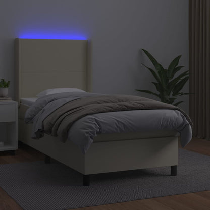Giroletto a Molle con Materasso e LED Crema 80x200cm Similpelle
