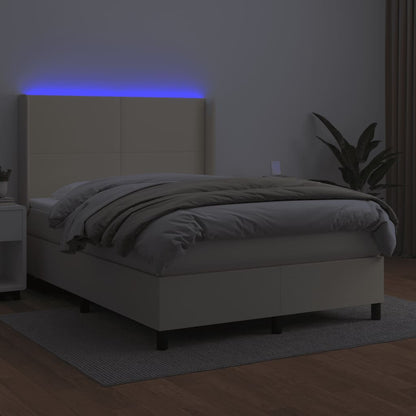 Giroletto a Molle con Materasso e LED Crema 140x200 cm