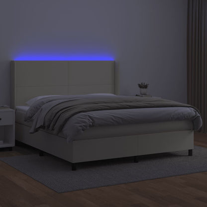 Giroletto a Molle con Materasso e LED Crema 180x200 cm