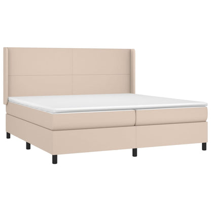 Giroletto Molle Materasso e LED Cappuccino 200x200cm Similpelle