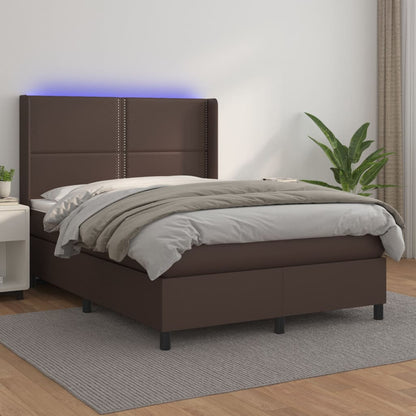 Giroletto Molle con Materasso e LED Marrone 140x190 cm