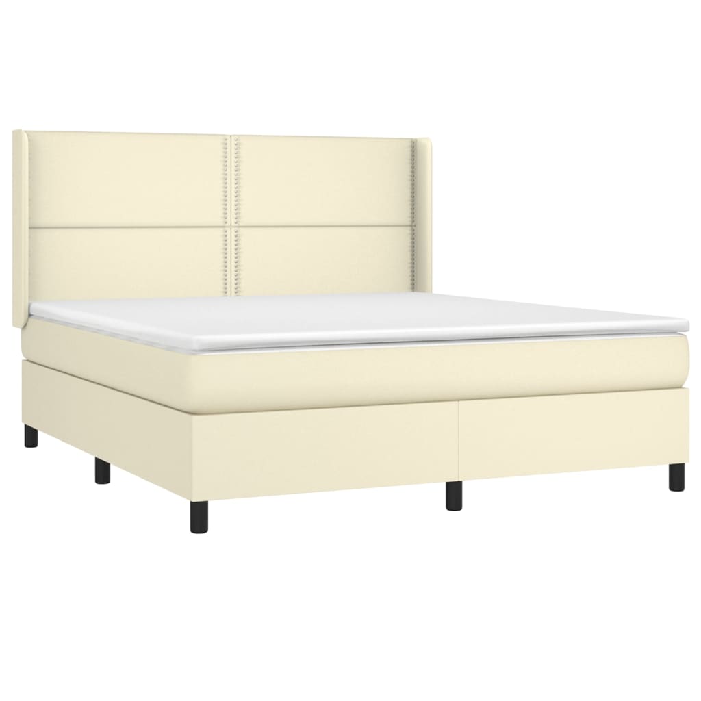 Giroletto a Molle con Materasso e LED Crema 160x200 cm