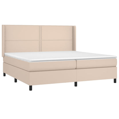 Giroletto Molle Materasso e LED Cappuccino 200x200cm Similpelle