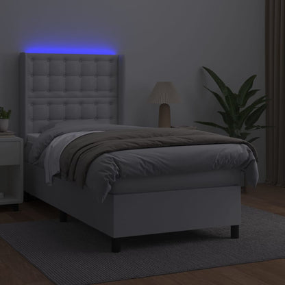 Giroletto Molle con Materasso e LED Bianco 90x190 cm Similpelle