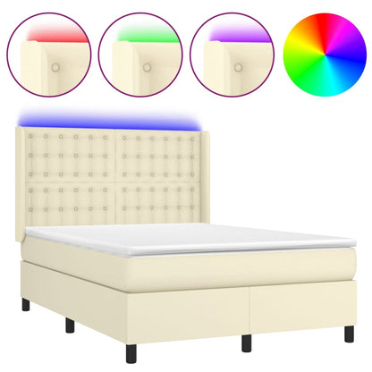 Giroletto a Molle con Materasso e LED Crema 140x200 cm