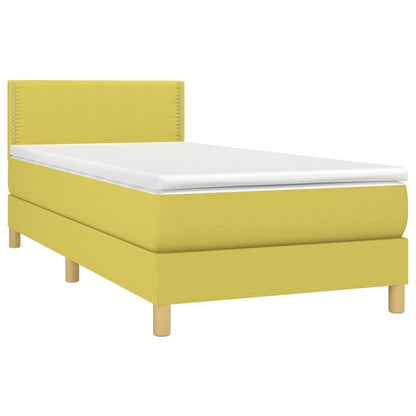 Letto a Molle con Materasso e LED Verde 100x200cm in Tessuto