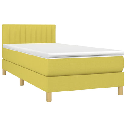 Letto a Molle con Materasso e LED Verde 100x200cm in Tessuto
