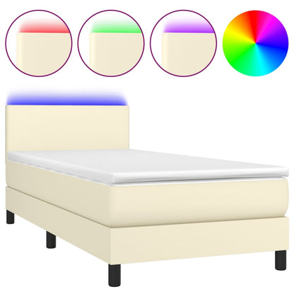 Giroletto a Molle con Materasso e LED Crema 80x200cm Similpelle