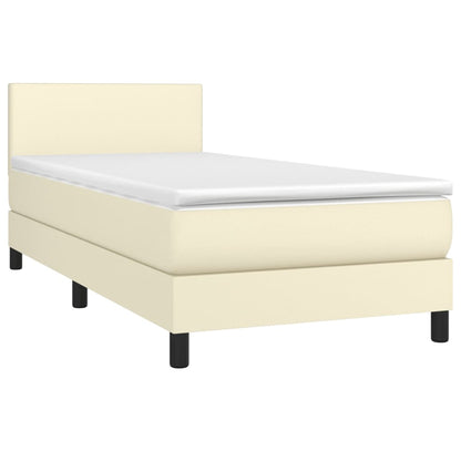 Giroletto a Molle con Materasso e LED Crema 80x200cm Similpelle