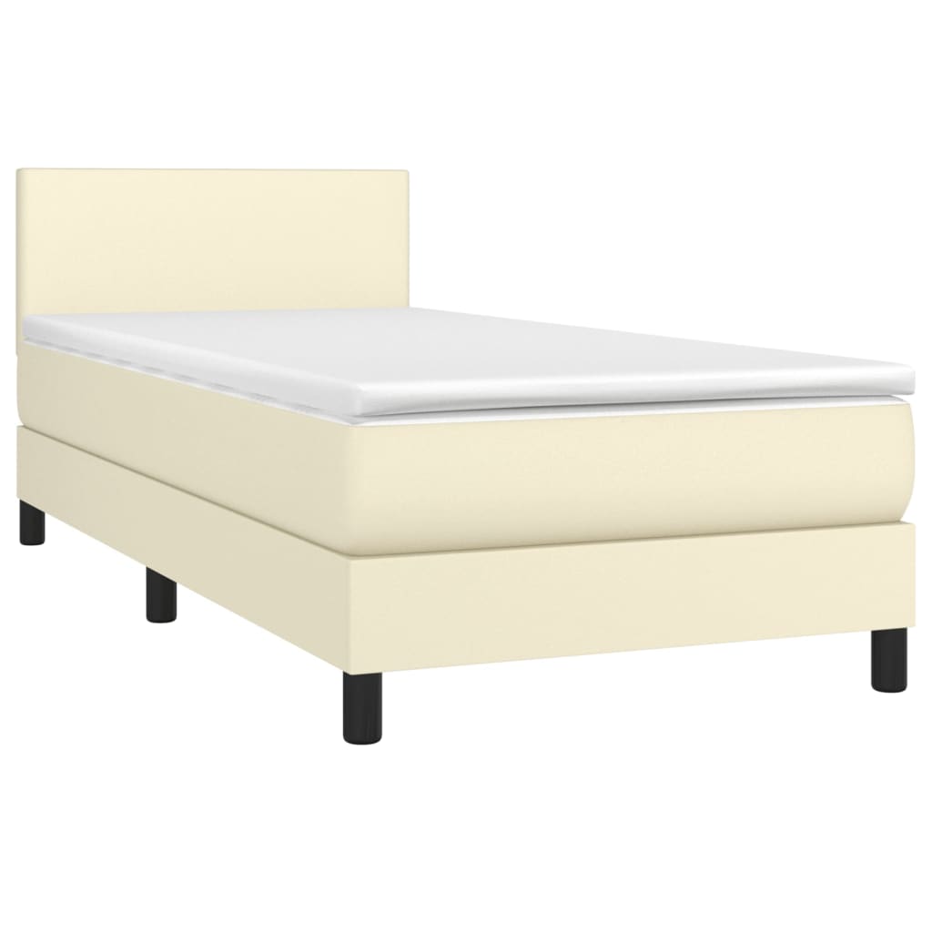 Giroletto a Molle con Materasso e LED Crema 90x190cm Similpelle