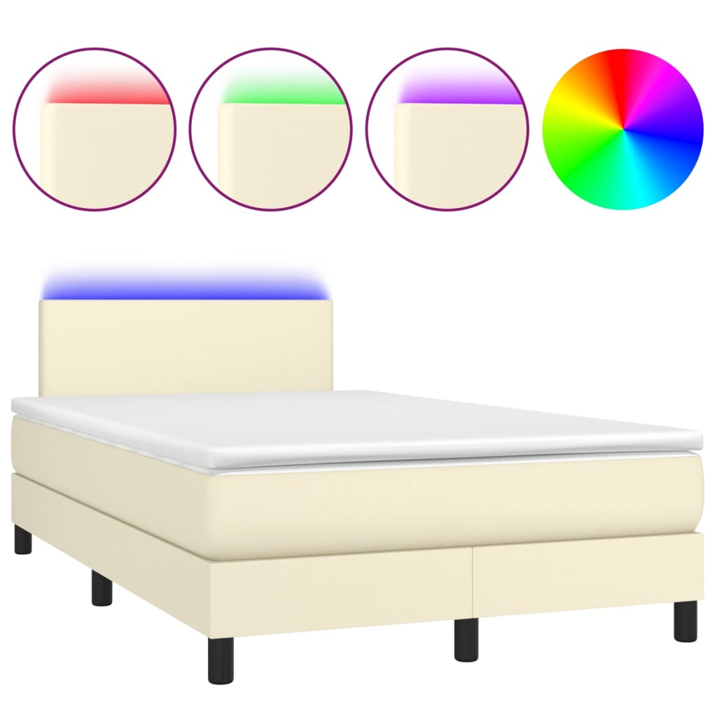 Giroletto Molle con Materasso e LED Crema 120x200cm Similpelle