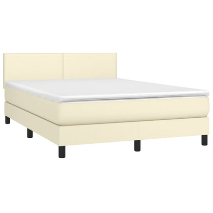 Giroletto a Molle con Materasso e LED Crema 140x190 cm