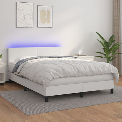 Giroletto Molle con Materasso e LED Bianco 140x200cm Similpelle