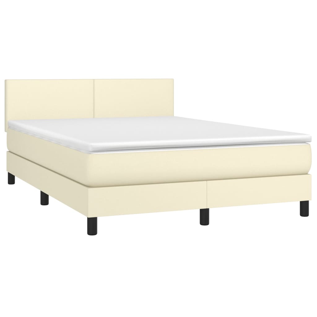 Giroletto a Molle con Materasso e LED Crema 140x200 cm