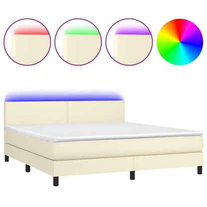 Giroletto a Molle con Materasso e LED Crema 180x200 cm