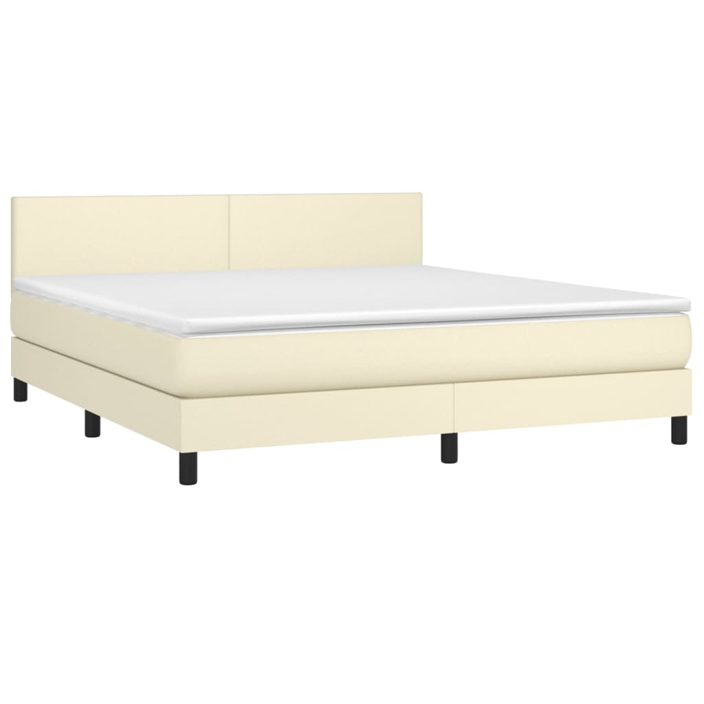 Giroletto a Molle con Materasso e LED Crema 180x200 cm