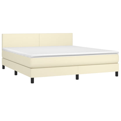 Giroletto a Molle con Materasso e LED Crema 180x200 cm
