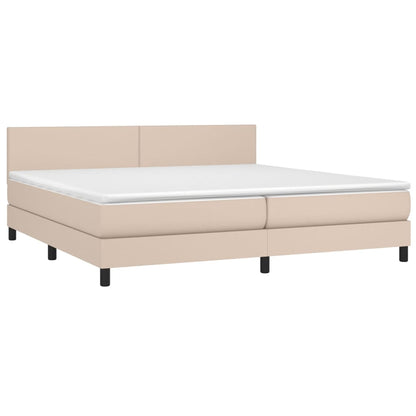 Giroletto Molle Materasso e LED Cappuccino 200x200cm Similpelle
