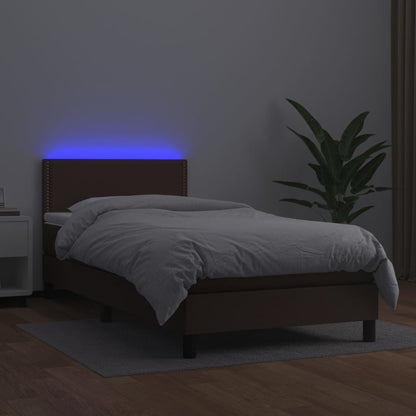 Giroletto Molle con Materasso e LED Marrone 100x200 cm
