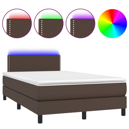 Giroletto Molle con Materasso e LED Marrone 120x200cm