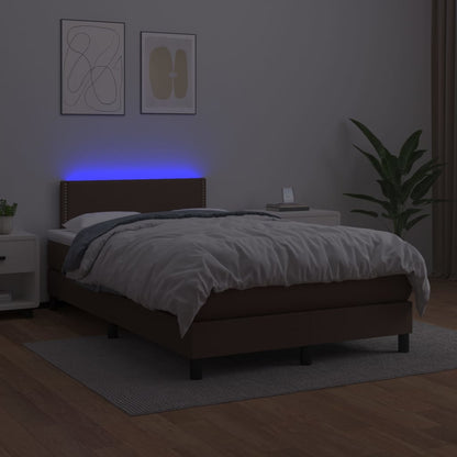 Giroletto Molle con Materasso e LED Marrone 120x200cm