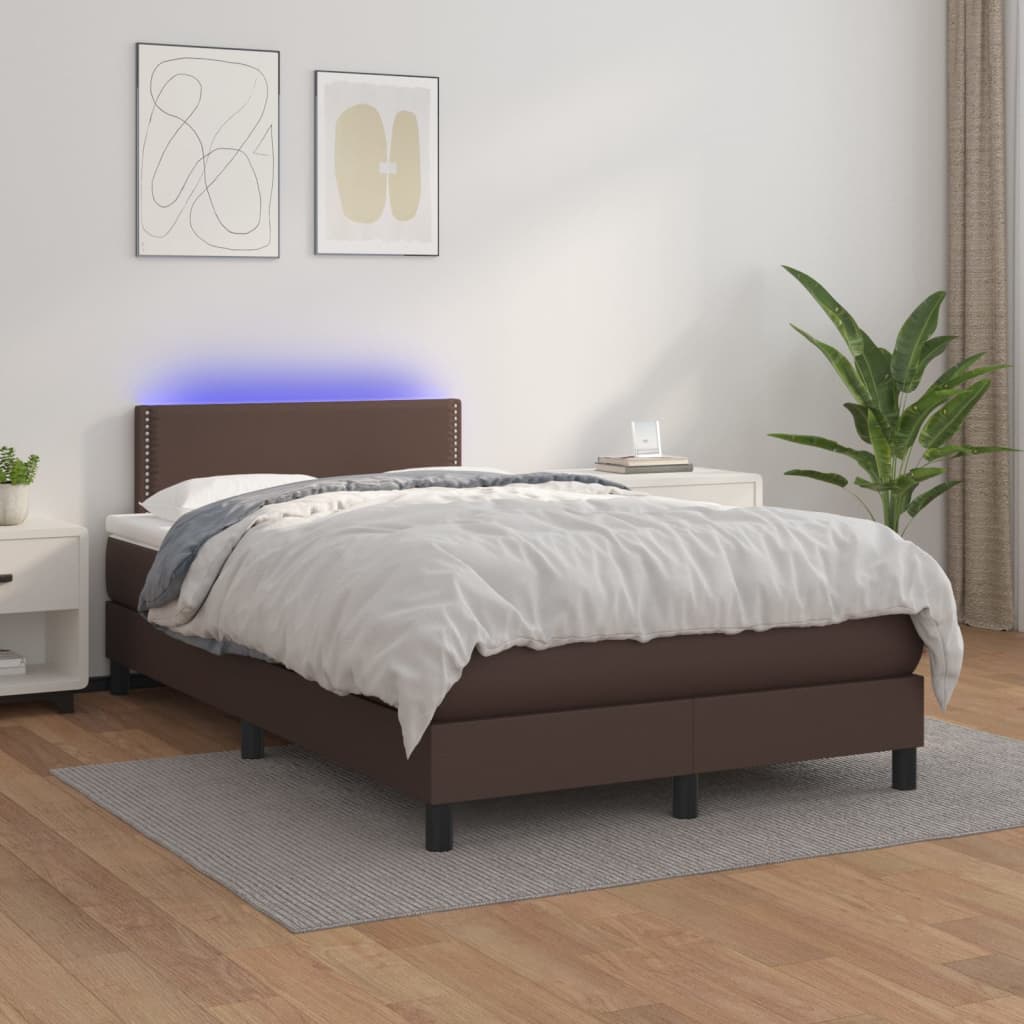Giroletto Molle con Materasso e LED Marrone 120x200cm