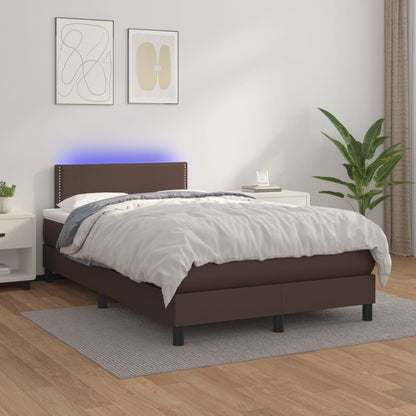Giroletto Molle con Materasso e LED Marrone 120x200cm