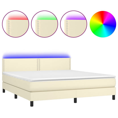 Giroletto a Molle con Materasso e LED Crema 160x200 cm