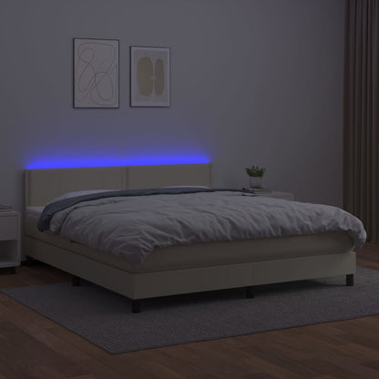 Giroletto a Molle con Materasso e LED Crema 160x200 cm