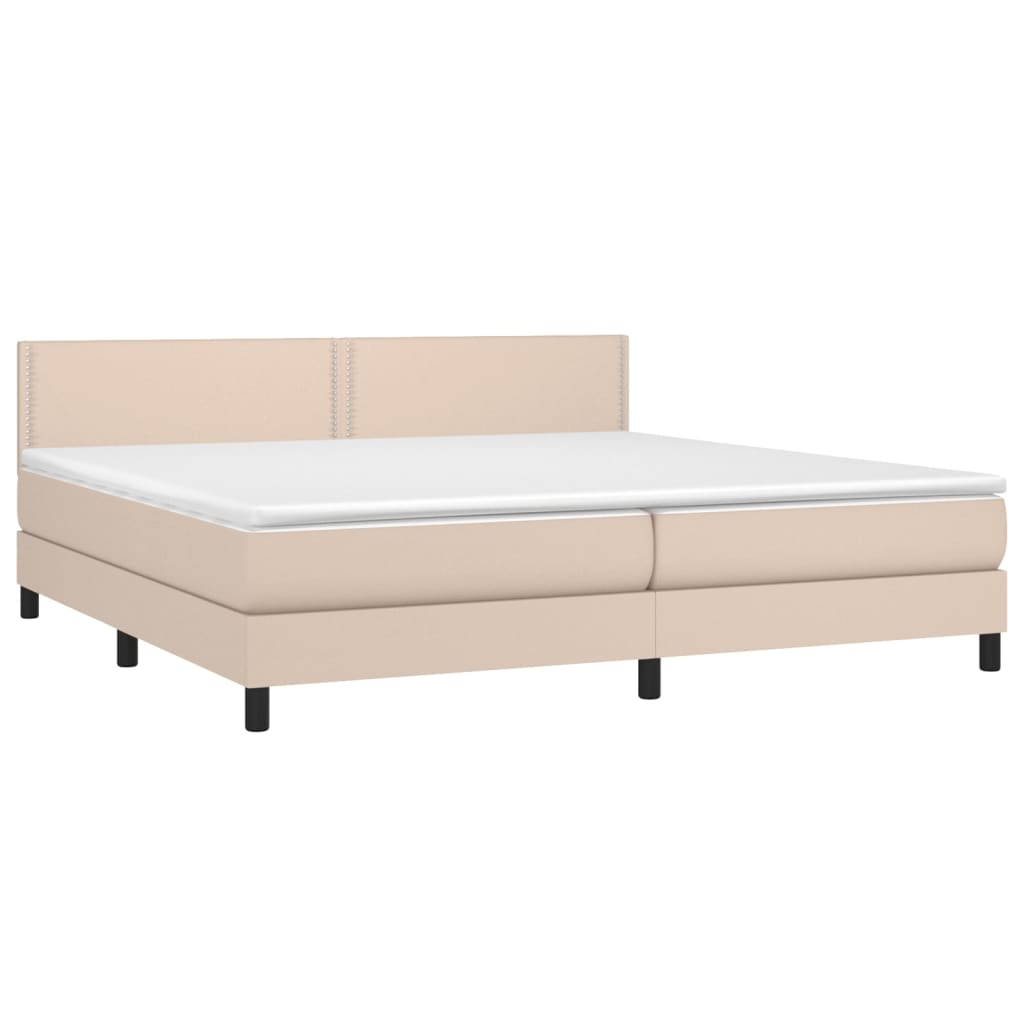 Giroletto Molle Materasso e LED Cappuccino 200x200cm Similpelle