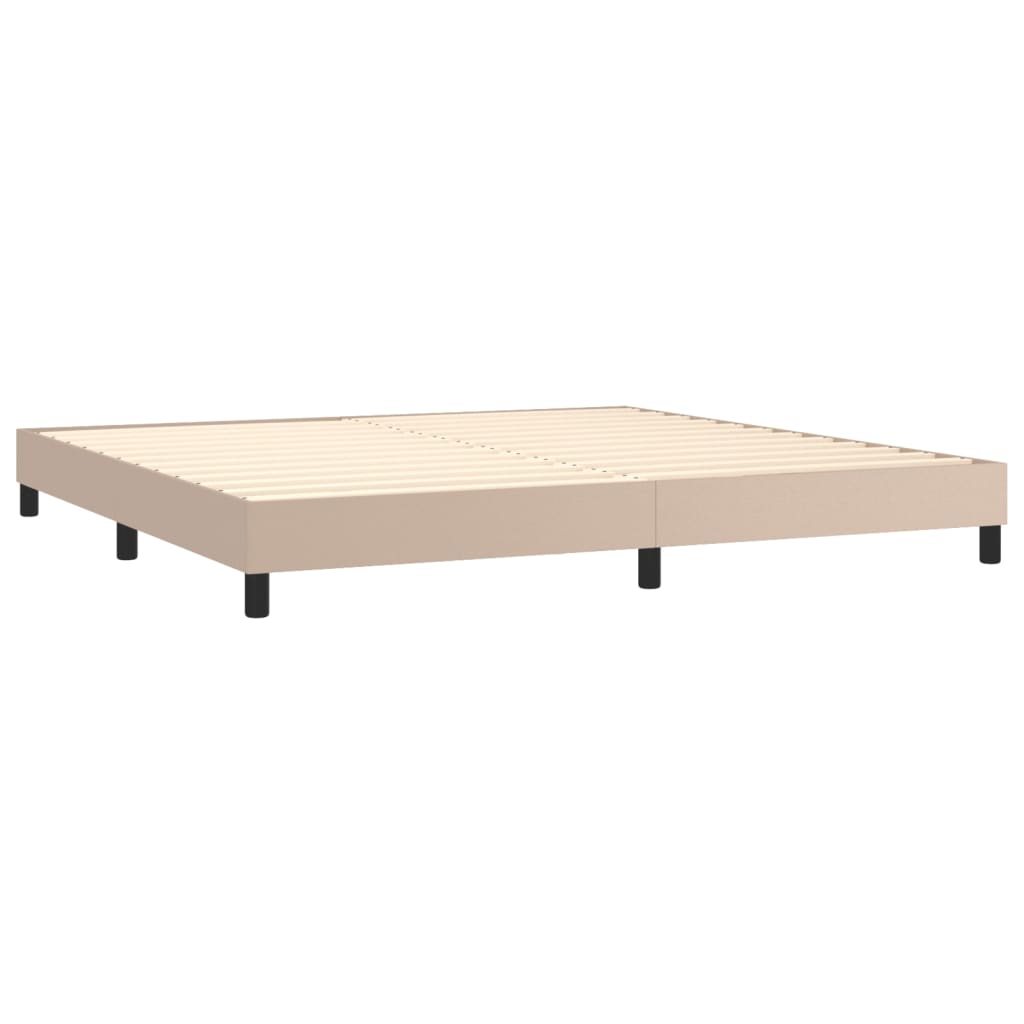 Giroletto Molle Materasso e LED Cappuccino 200x200cm Similpelle