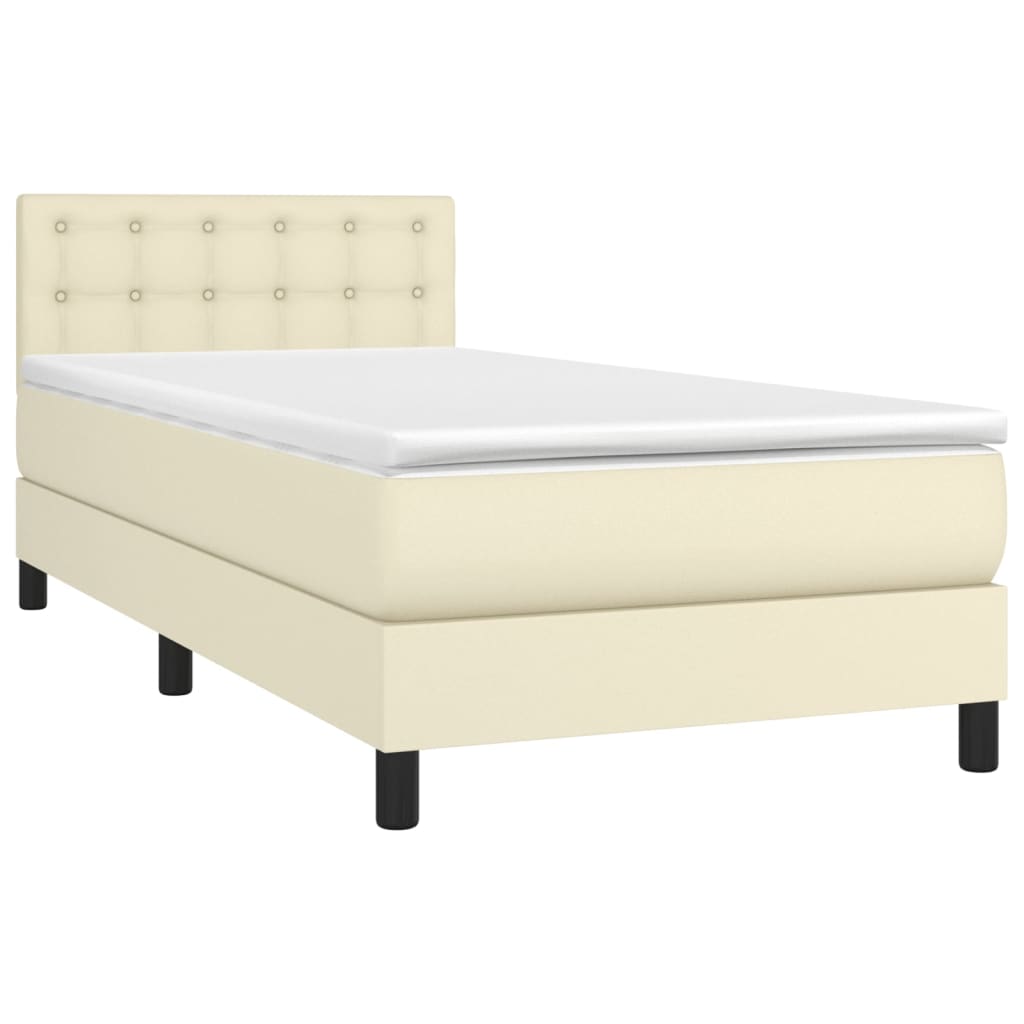 Giroletto a Molle con Materasso e LED Crema 90x190cm Similpelle