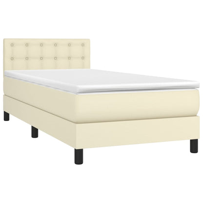 Giroletto a Molle con Materasso e LED Crema 90x190cm Similpelle