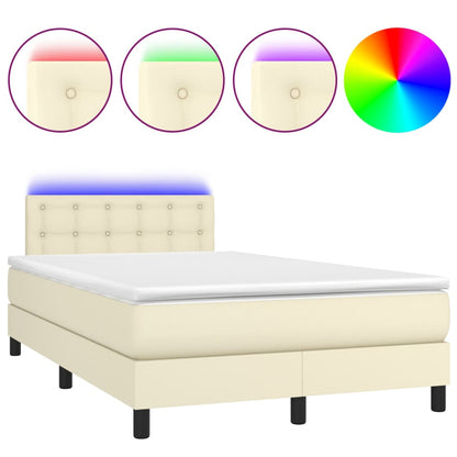 Giroletto Molle con Materasso e LED Crema 120x200cm Similpelle
