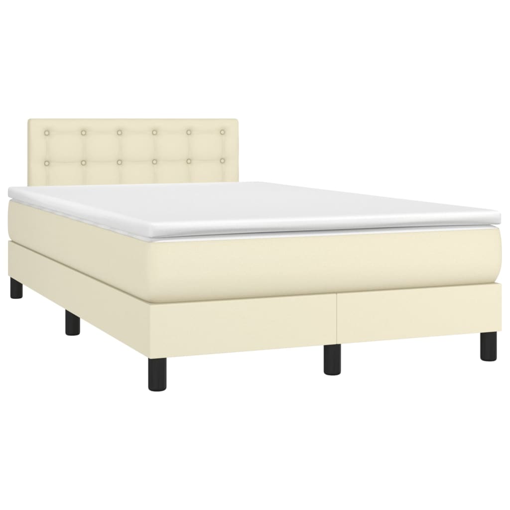 Giroletto Molle con Materasso e LED Crema 120x200cm Similpelle