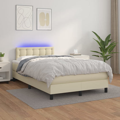Giroletto Molle con Materasso e LED Crema 120x200cm Similpelle