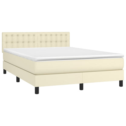 Giroletto a Molle con Materasso e LED Crema 140x190 cm