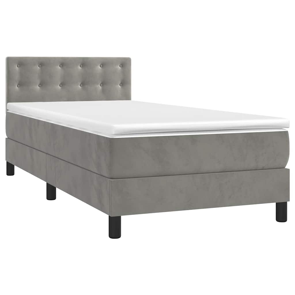 Letto a Molle con Materasso e LED Grigio Chiaro 80x200 cm Velluto