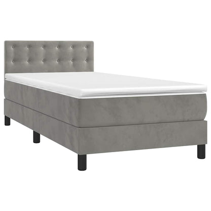 Letto a Molle con Materasso e LED Grigio Chiaro 80x200 cm Velluto
