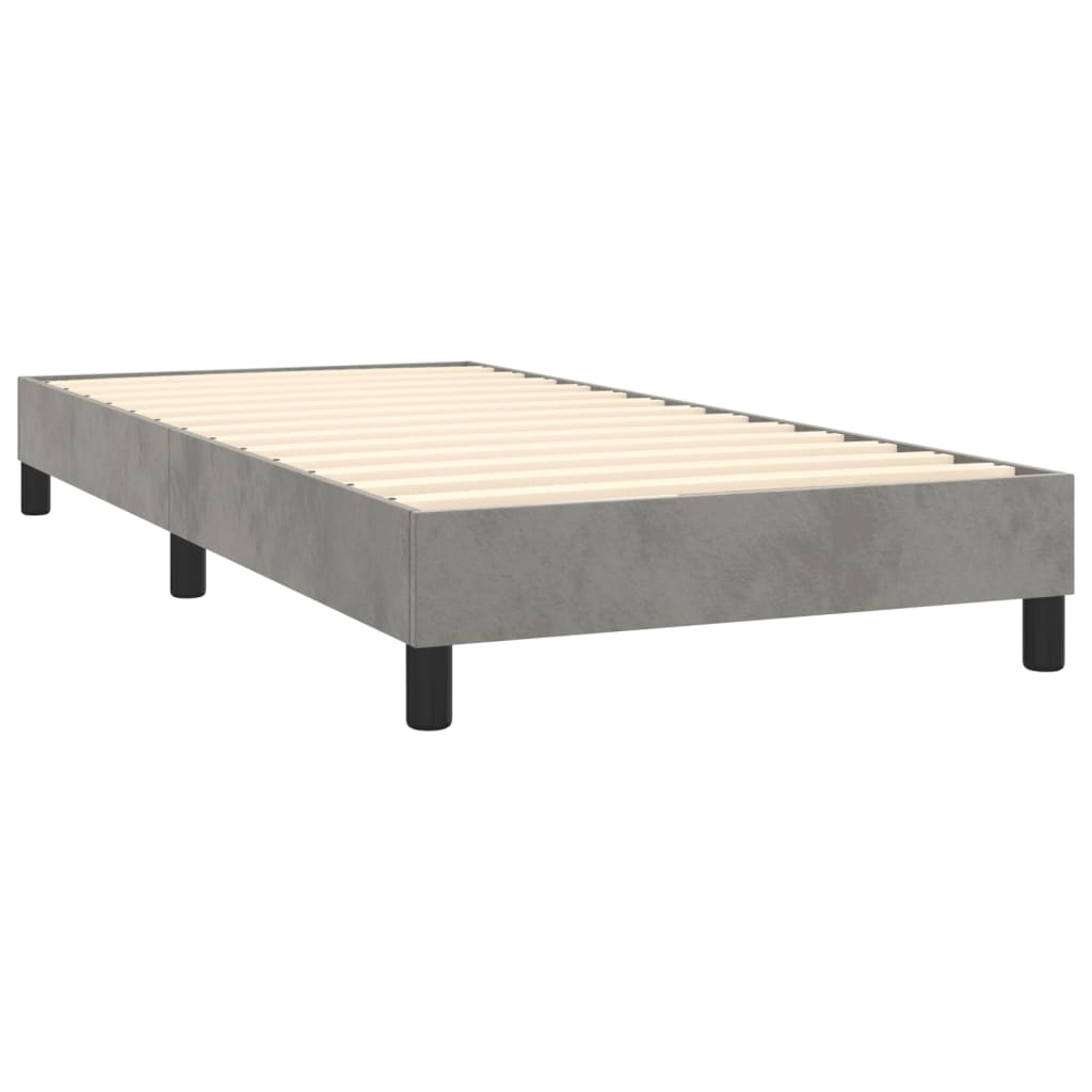 Letto a Molle con Materasso e LED Grigio Chiaro 90x190 cm Velluto